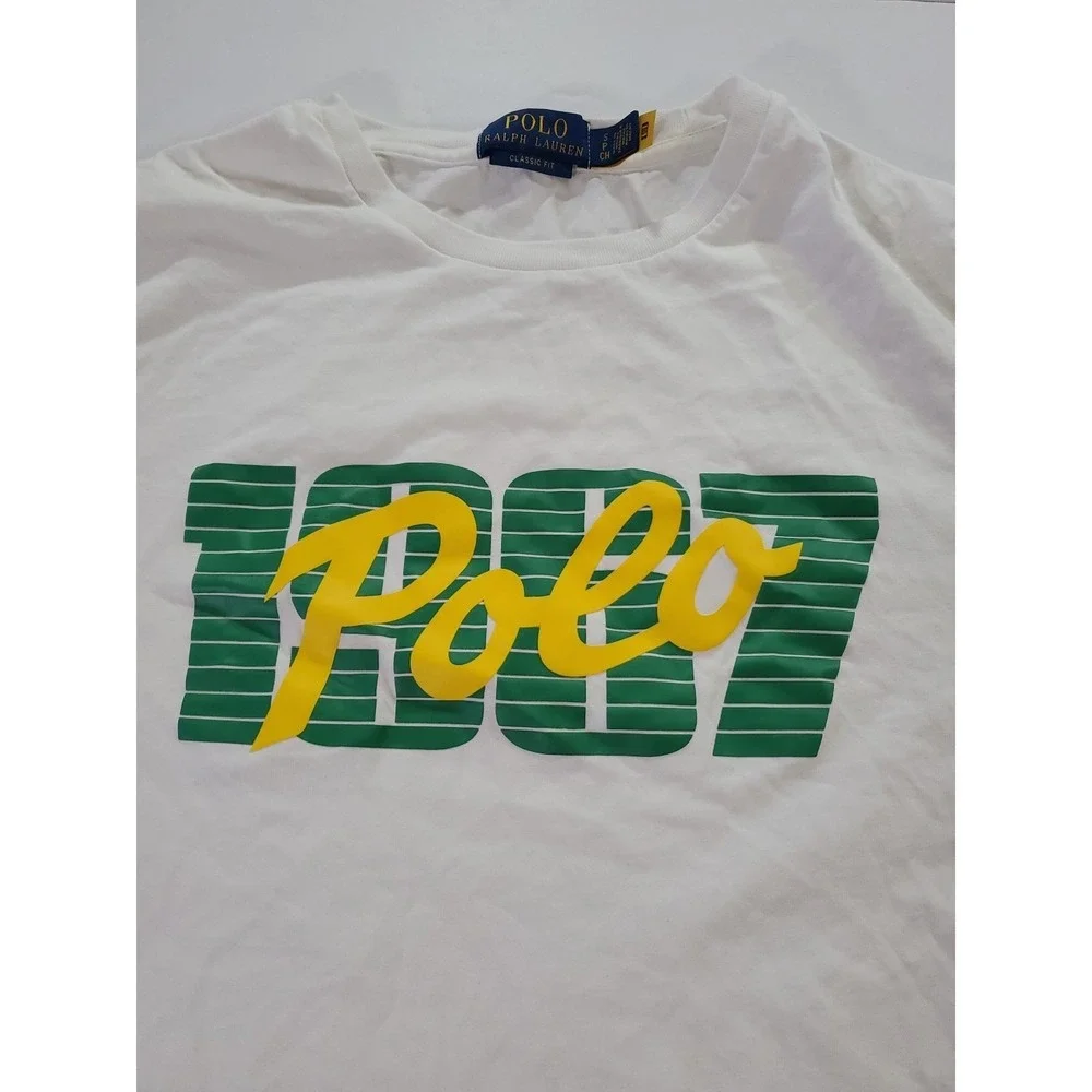 Polo Ralph Lauren Men's Yellow Logo‎ Graphic Classic Fit Crew-Neck T Shirt Small
